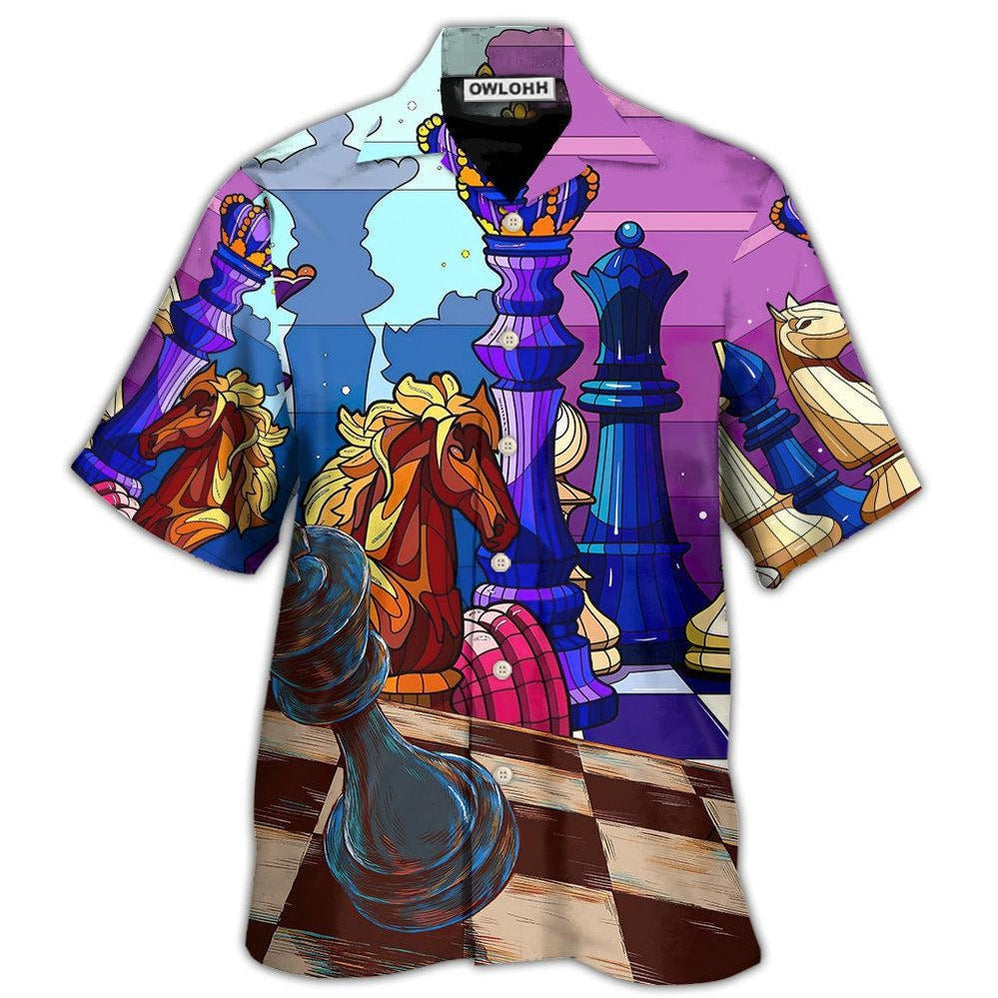 Hawaiian Shirt / Adults / S Chess Board Games Is Life Love Playing Chess - Hawaiian Shirt - Owls Matrix LTD