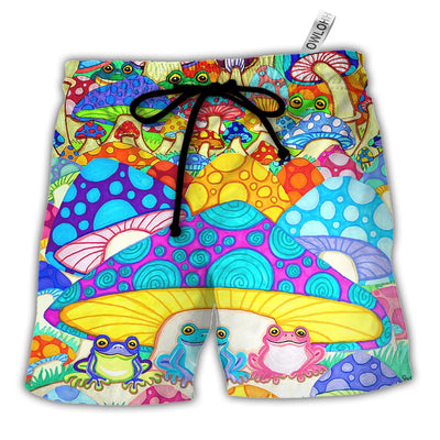 Beach Short / Adults / S Hippie Frog Mushroom Hippie Colorful Art Peace - Beach Short - Owls Matrix LTD