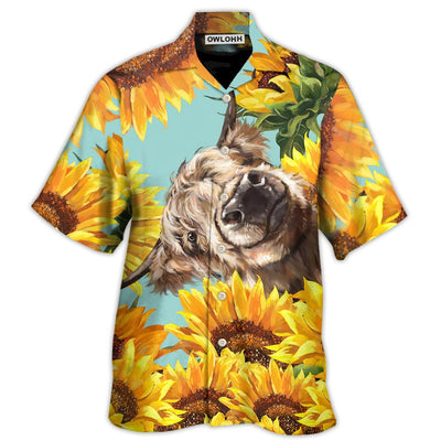 Hawaiian Shirt / Adults / S Cow Happy Life With Sunflower - Hawaiian Shirt - Owls Matrix LTD