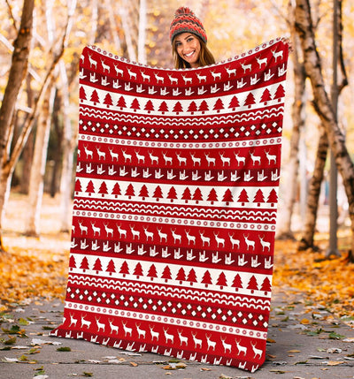 ASL Christmas Red Pattern - Flannel Blanket - Owls Matrix LTD