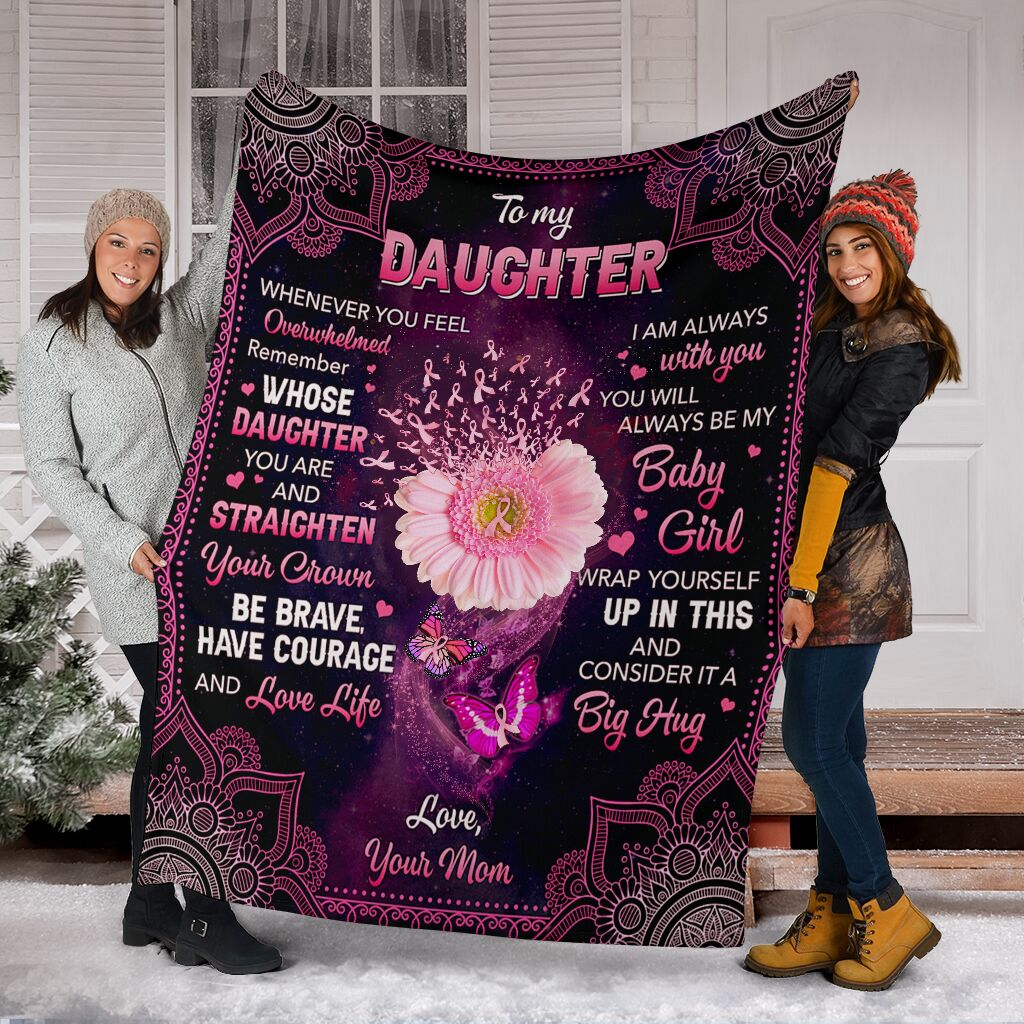 Breast Cancer To My Daughter Breast Cancer Awareness - Flannel Blanket - Owls Matrix LTD