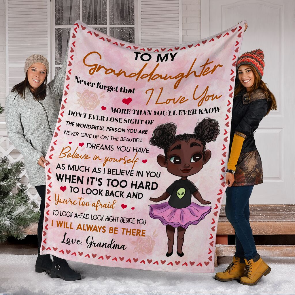 Black Girl To My Granddaughter African American - Flannel Blanket - Owls Matrix LTD