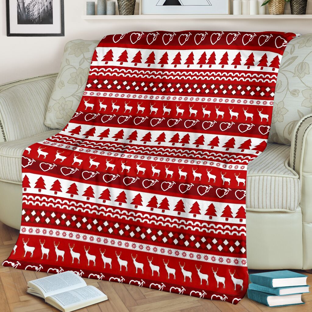 Nurse Christmas Simmple Pattern - Flannel Blanket - Owls Matrix LTD