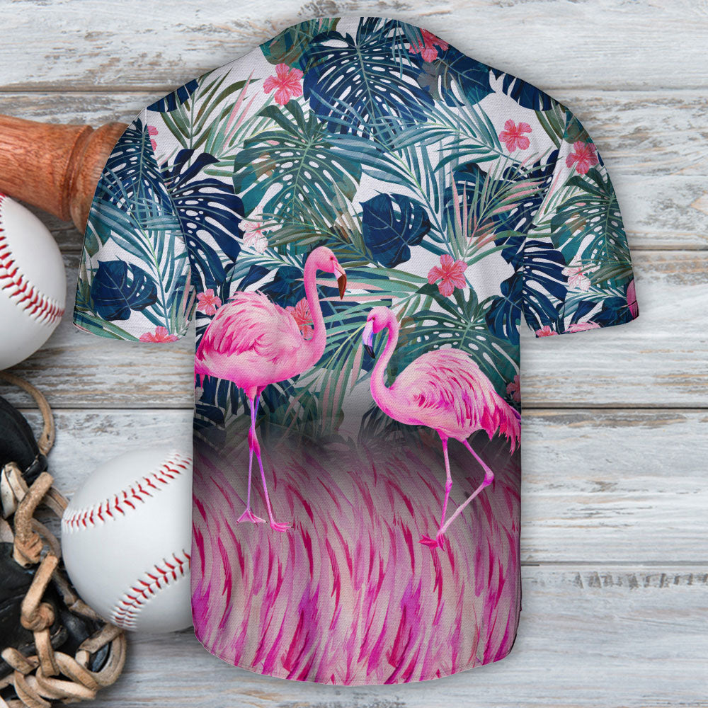 Flamingo Lover Leaf Tropical - Baseball Jersey - Owls Matrix LTD