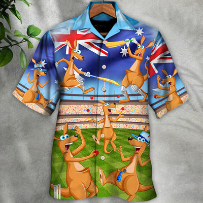 Cricket Kangaroo Play Cricket Funny We Love Cricket - Hawaiian Shirt - Owls Matrix LTD