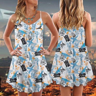 Starwars Yoda Fighters Pattern - V-neck Sleeveless Cami Dress