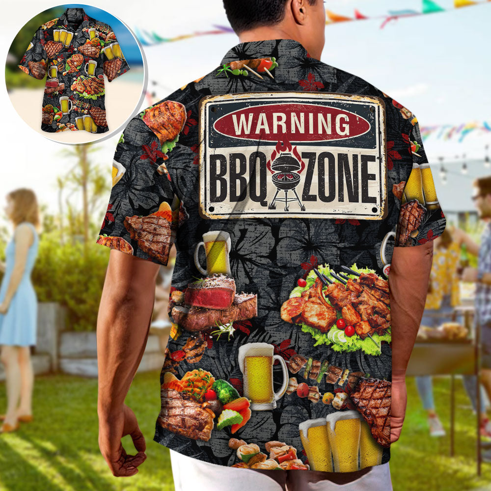 Barbecue Food Meat BBQ Warning BBQ Zone - Hawaiian Shirt