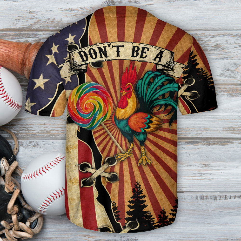Chicken Don't Be A Chicken US Flag Vibe - Baseball Jersey - Owls Matrix LTD
