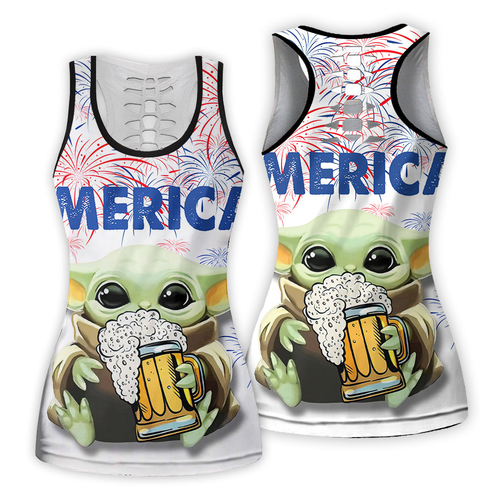SW Baby Yoda With Beer - Tank Top Hollow