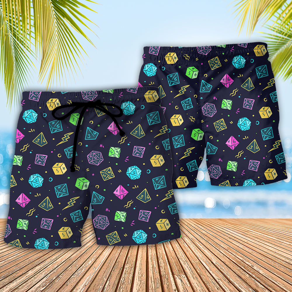 DnD Dice Colorful Style - Beach Short