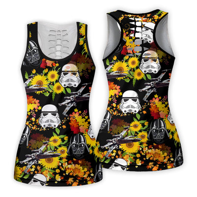 Star Wars Darth Vader Stormtrooper Helmet Autumn Wild Sunflowers - Tank Top Hollow