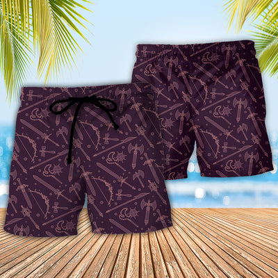 DnD Medieval Weapons Pattern - Beach Short