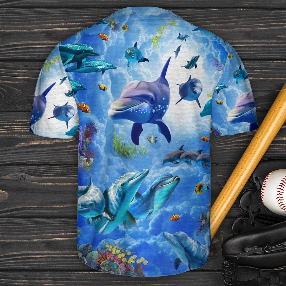 Dolphin Undersea Life Vibe - Baseball Jersey - Owls Matrix LTD
