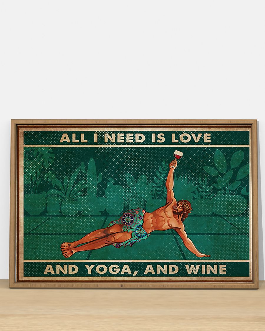 Yoga Love Peace And Wine - Horizontal Poster - Owls Matrix LTD