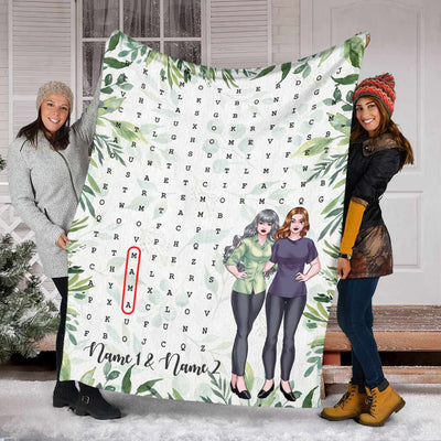 50" x 60" Family Mom Home Laughter Crossword Personalized - Flannel Blanket - Owls Matrix LTD
