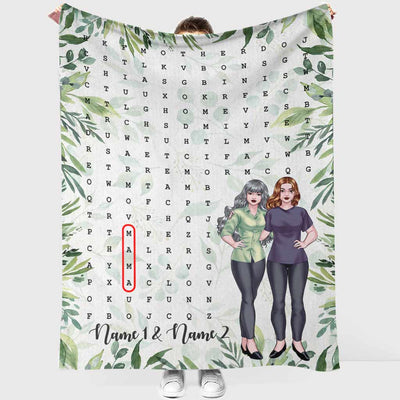Family Love Mom Home Laughter Crossword Mother's Day Personalized - Flannel Blanket - Owls Matrix LTD