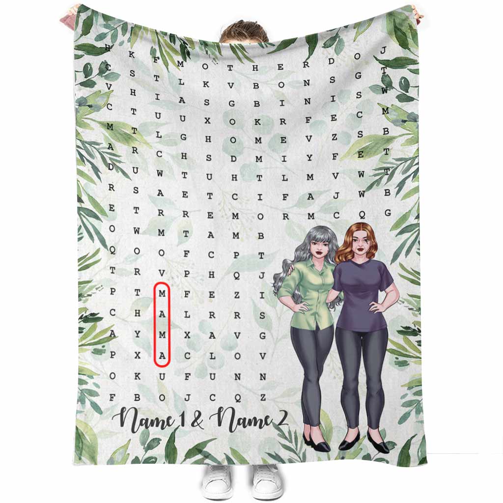 50" x 60" Family Love Mom Home Laughter Crossword Mother's Day Personalized - Flannel Blanket - Owls Matrix LTD