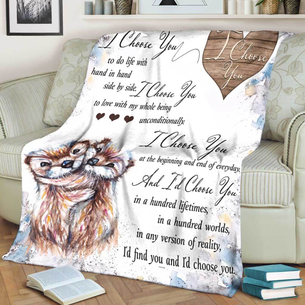 Otter I Choose You - Flannel Blanket - Owls Matrix LTD