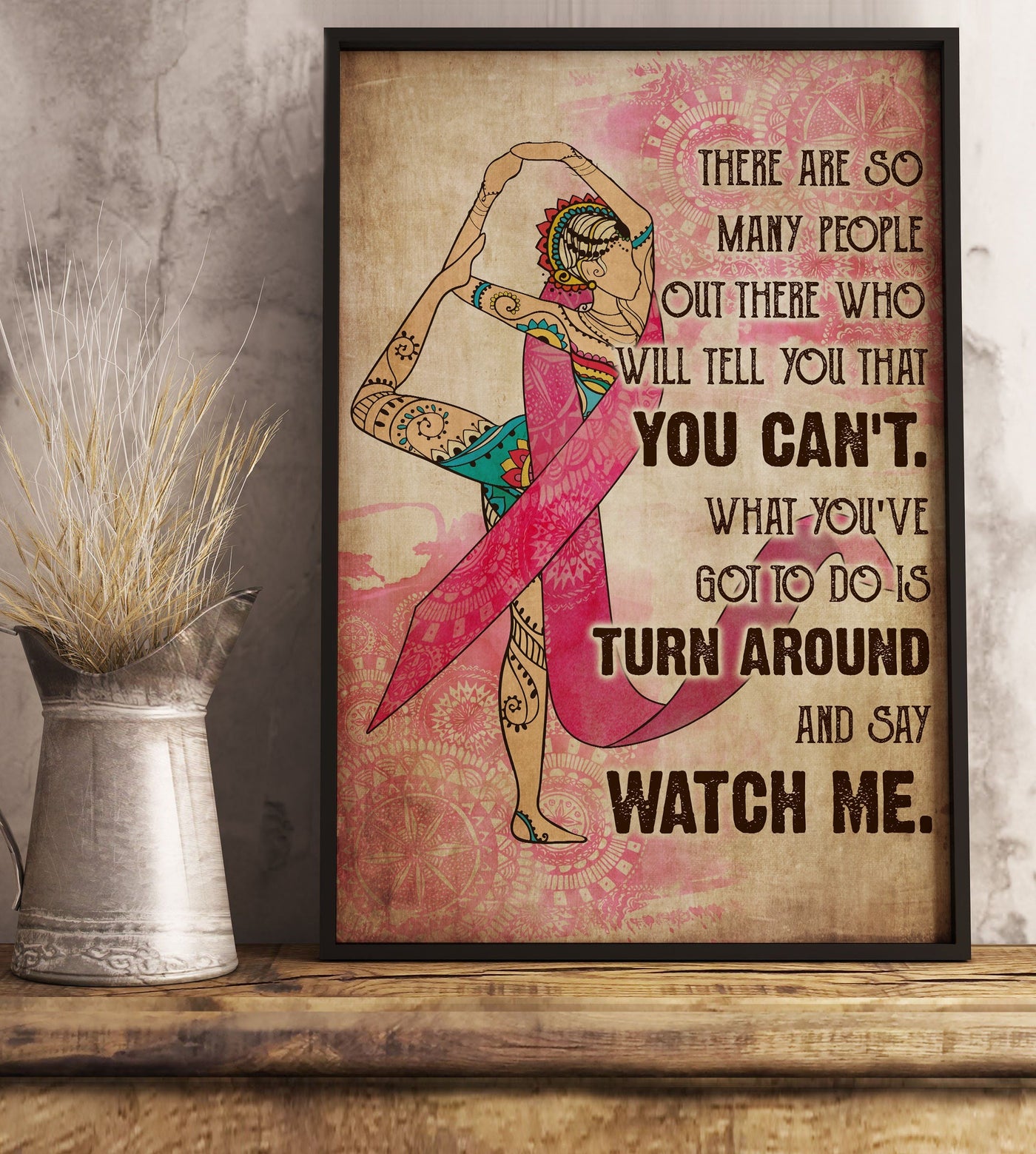 Yoga Breast Cancer Love Life Amazing Style - Vertical Poster - Owls Matrix LTD