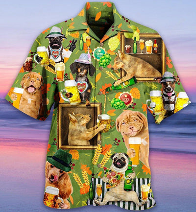 Beer Dogs Green Style - Hawaiian Shirt - Owls Matrix LTD