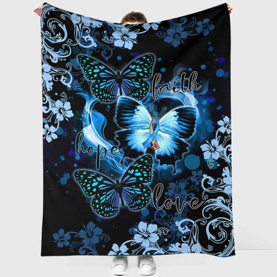 Butterfly Faith Hope Love In Romantic Night - Flannel Blanket - Owls Matrix LTD
