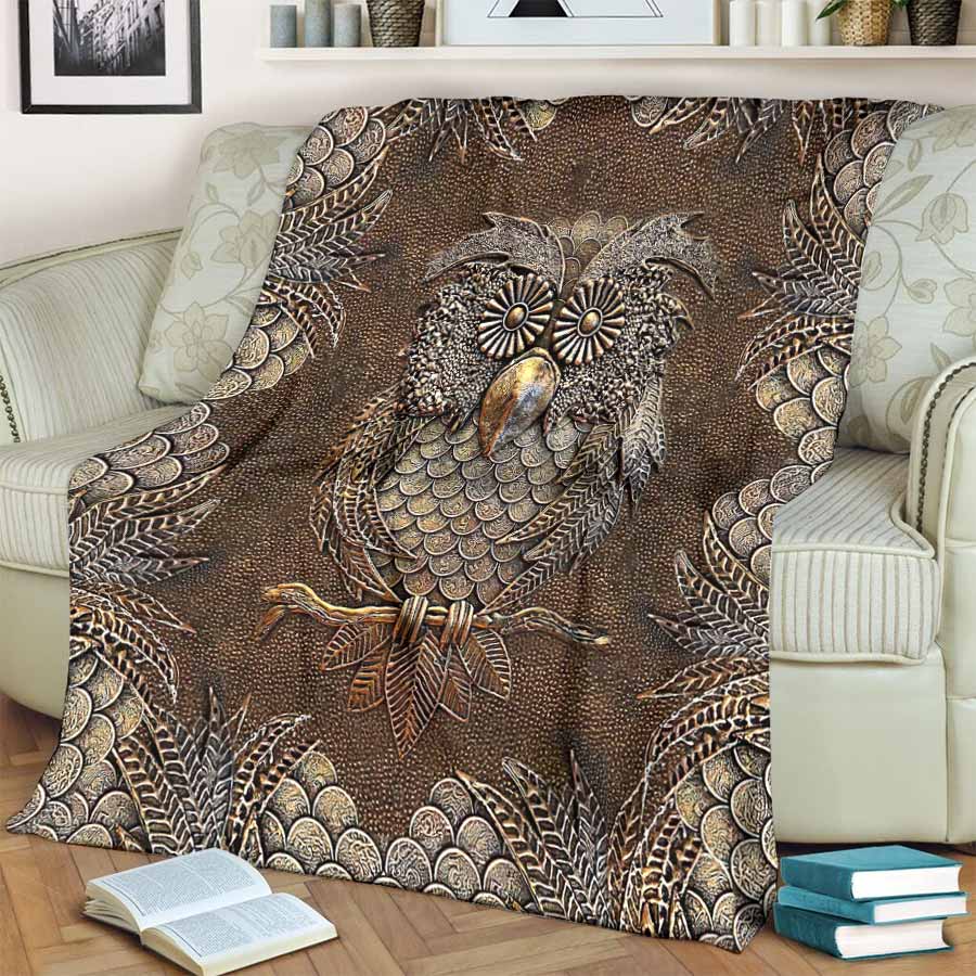 Owl Metal Pattern Print - Flannel Blanket - Owls Matrix LTD