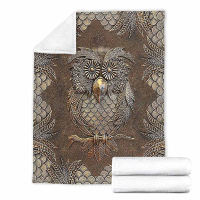 Owl Metal Pattern Print - Flannel Blanket - Owls Matrix LTD