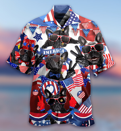 French Bulldog Loves America - Hawaiian Shirt - Owls Matrix LTD