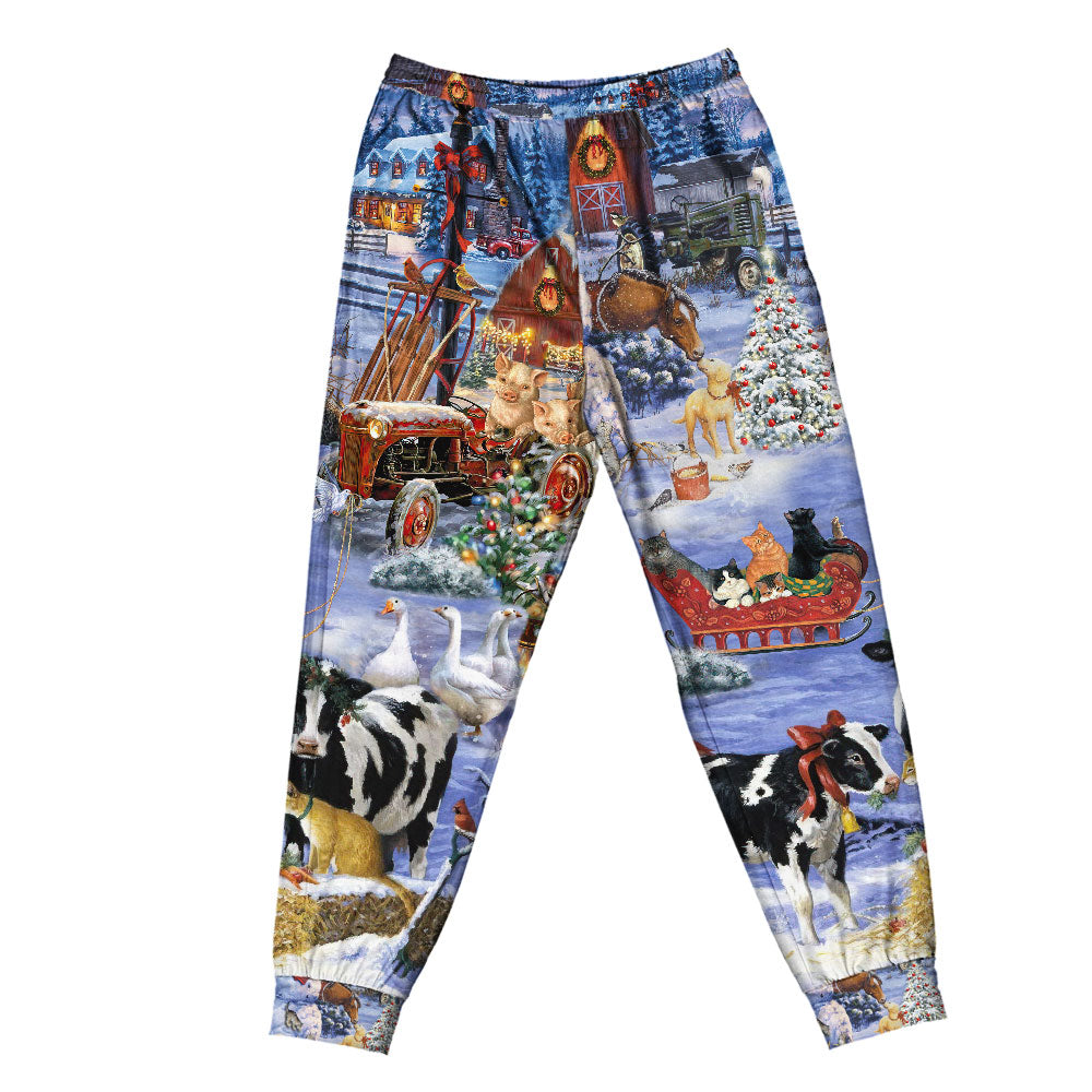 Pants / S Christmas Love Farm Xmas - Pajamas Short Sleeve - Owls Matrix LTD