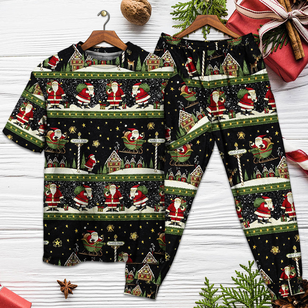 Christmas Santa Claus Big Night - Pajamas Short Sleeve - Owls Matrix LTD