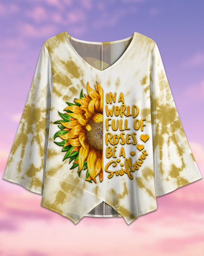 Hippie In A world Full Of Roses Be A Sunflower Tie Dye - V-neck T-shirt - Owls Matrix LTD