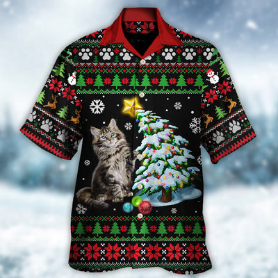 Cat Wreck The Tree Light Funny Ugly Style Christmas - Hawaiian Shirt - Owls Matrix LTD
