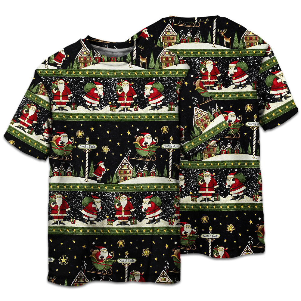 T-shirt / S Christmas Santa Claus Big Night - Pajamas Short Sleeve - Owls Matrix LTD