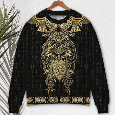 Viking Warrior The Raven Yellow Of Odin - Sweater - Ugly Christmas Sweaters - Owls Matrix LTD