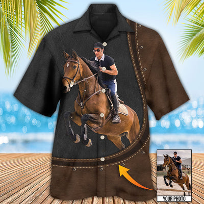 Horse Riding Horse Leather Style Custom Photo - Hawaiian Shirt - Owls Matrix LTD