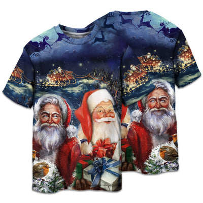 T-shirt / S Christmas Santa Claus Happy Xmas - Pajamas Short Sleeve - Owls Matrix LTD