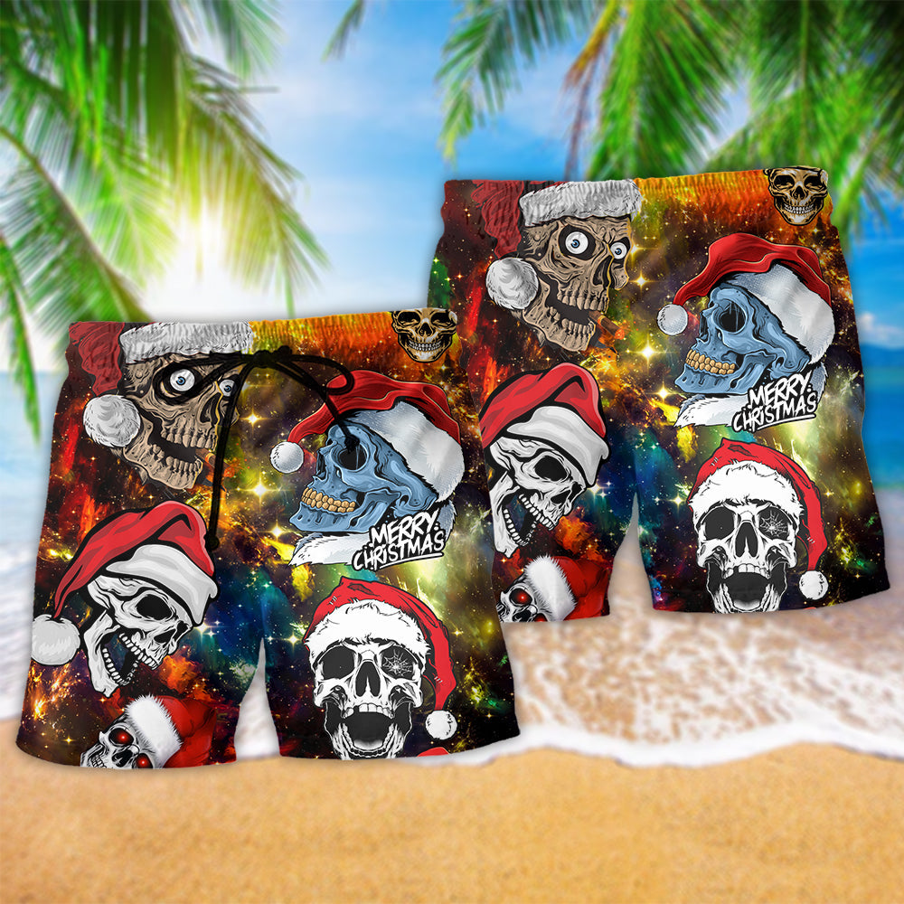 Skull Love Christmas Happier - Beach Short - Owls Matrix LTD