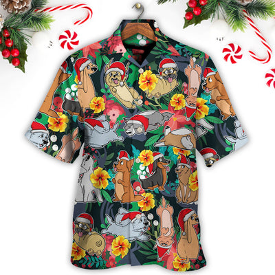 Christmas Dog Santa Merry Xmas - Hawaiian Shirt - Owls Matrix LTD
