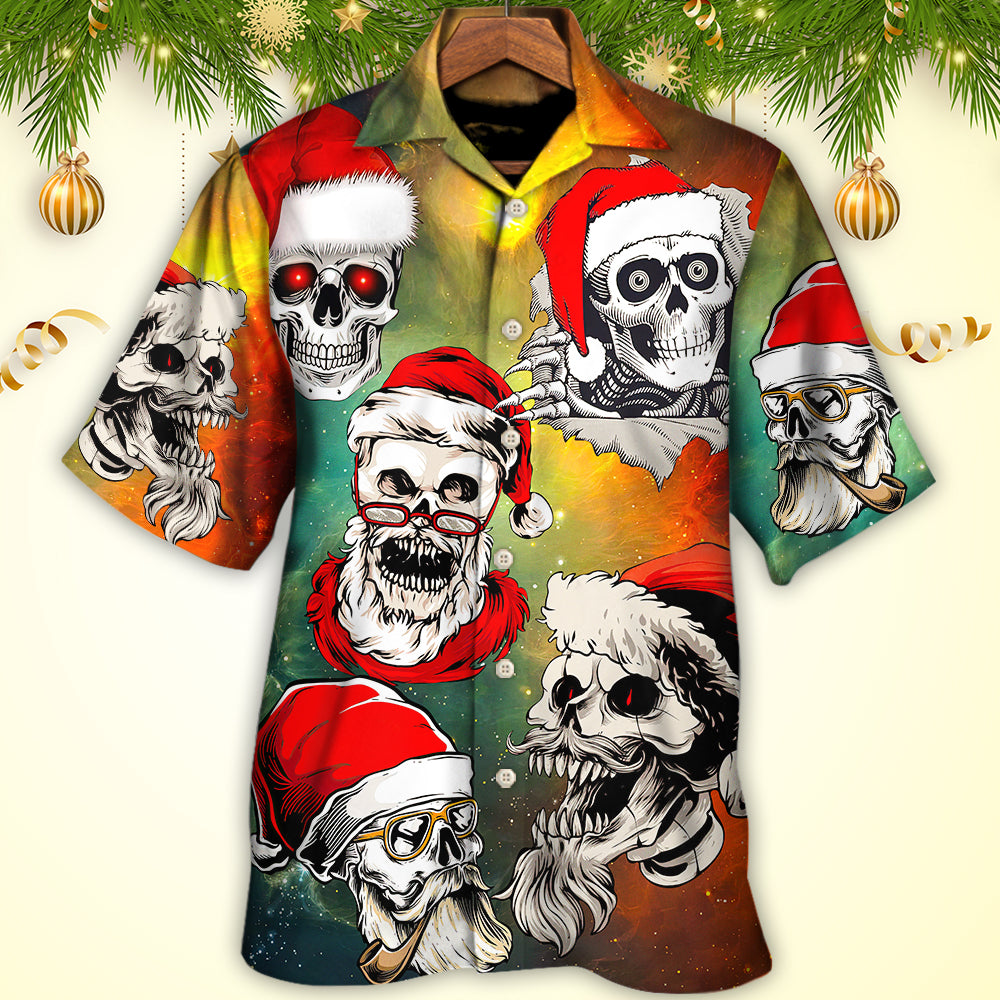 Christmas Bad Santa Skull Love Xmas Galaxy - Hawaiian Shirt - Owls Matrix LTD