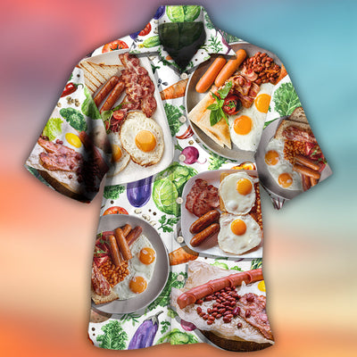 Food Breakfast Sausage Art Style - Hawaiian Shirt - Owls Matrix LTD