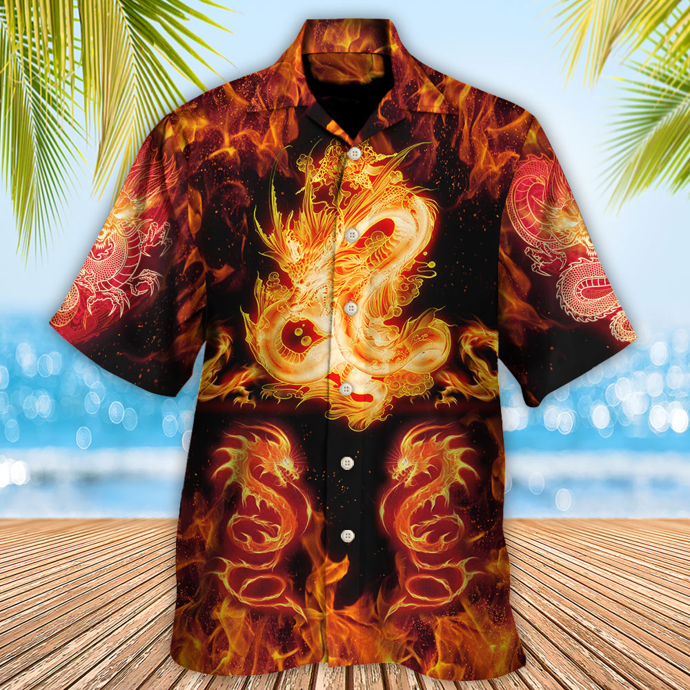 Dragon And Fireball Madness - Hawaiian Shirt - Owls Matrix LTD