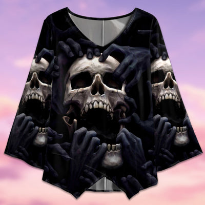 Skull Dark Screaming Amazing - V-neck T-shirt - Owls Matrix LTD