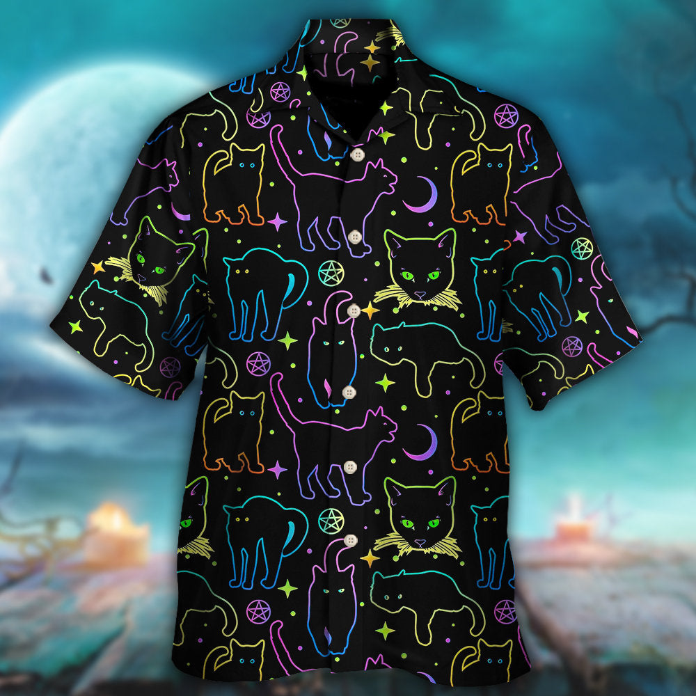 Cat Neon Colorful Playing With Kitten Magical - Hawaiian Shirt - Owls Matrix LTD
