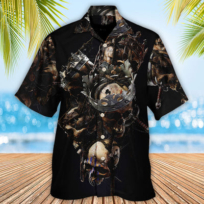 Skull Only In Their Death Can A King Live Forever - Hawaiian Shirt - Owls Matrix LTD