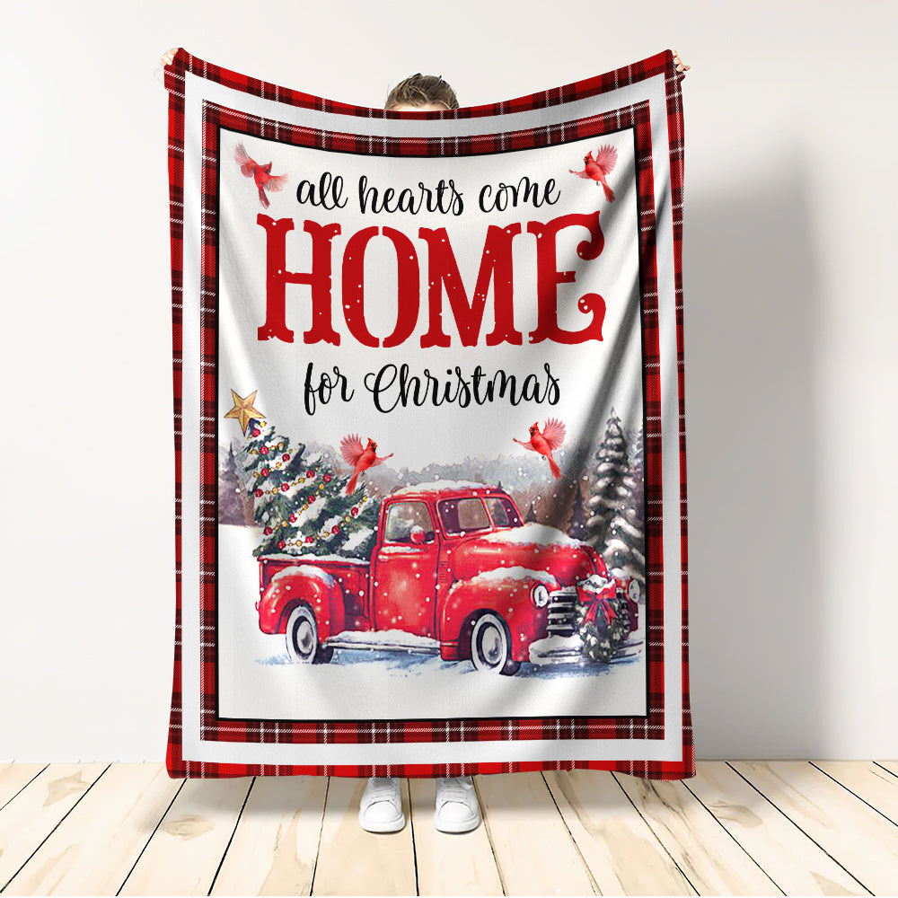 Cardinal Merry Christmas Red Truck - Flannel Blanket - Owls Matrix LTD