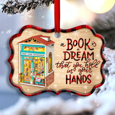 Bookstore Christmas Keep Calm And Read A Book - Horizonal Ornament - Owls Matrix LTD
