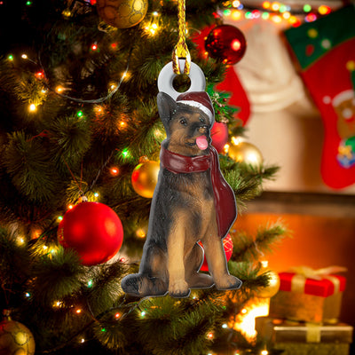 German Shepherd Holiday Dog - Custom Shape Ornament - Owls Matrix LTD