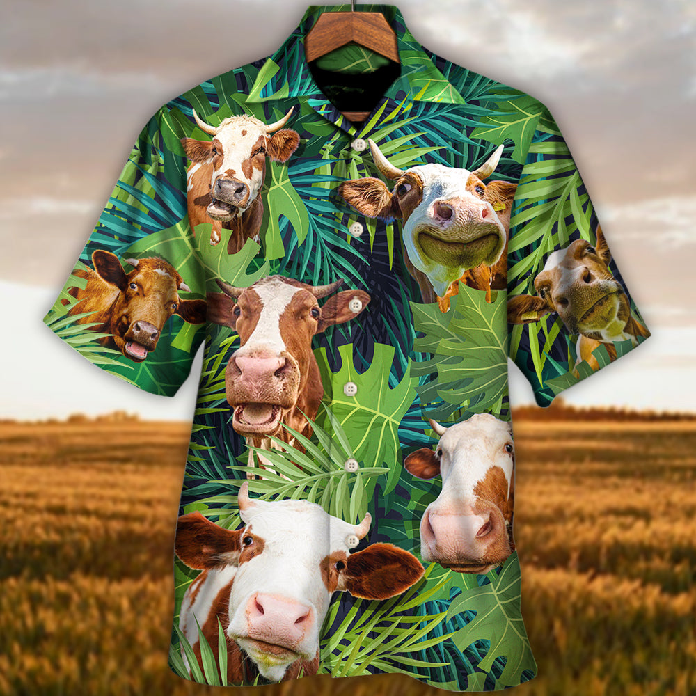 Cow Face Troll Funny Lover Cattle Tropical Style - Hawaiian Shirt - Owls Matrix LTD