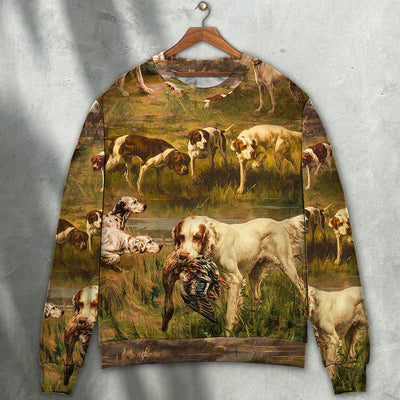 Hunting Dog Hunting Duck Art Style - Sweater - Ugly Christmas Sweaters - Owls Matrix LTD