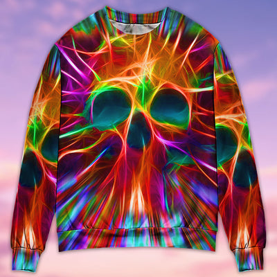 Skull Rainbow Color Love Cool Style - Sweater - Ugly Christmas Sweaters - Owls Matrix LTD